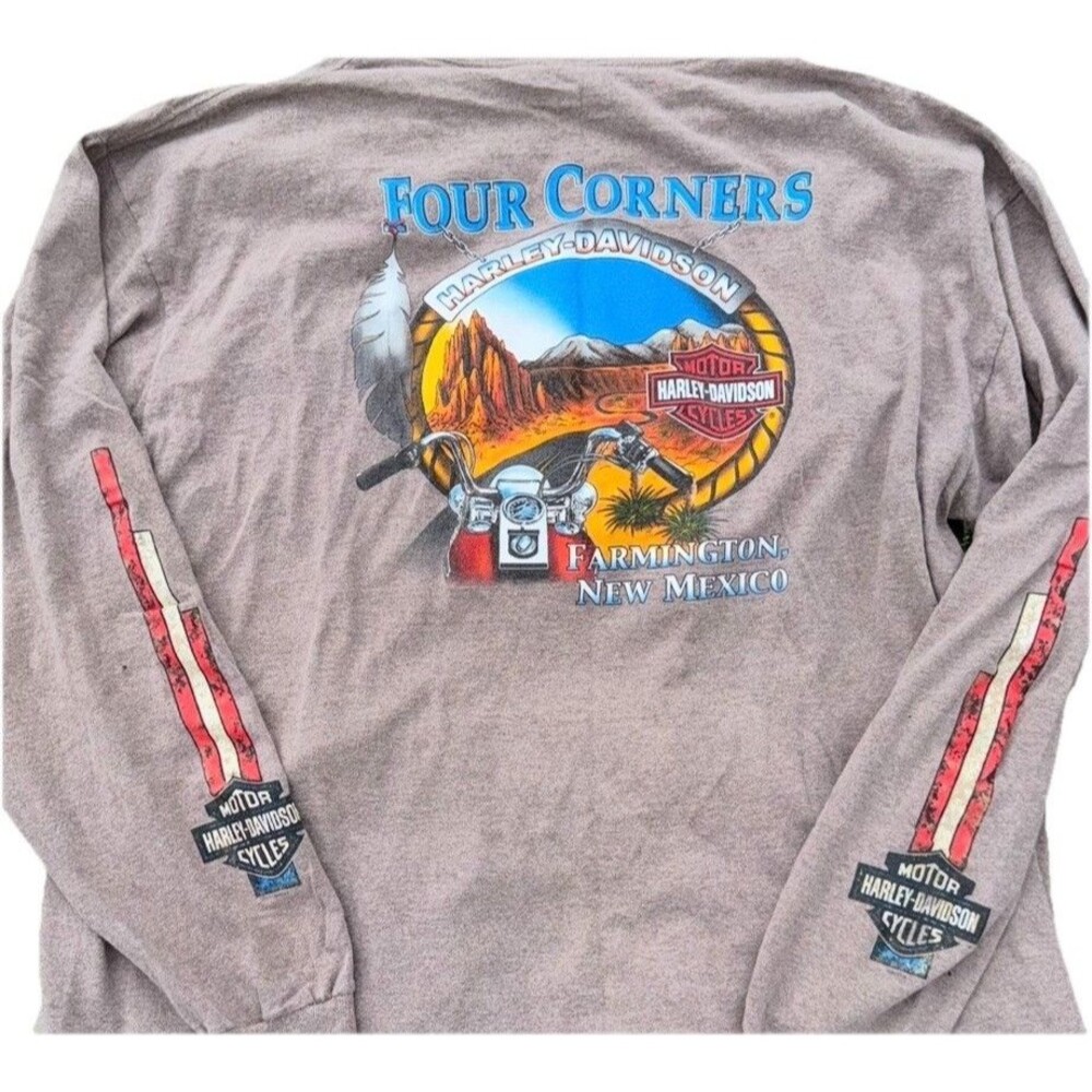 Vintage Harley-Davidson Shirt Mens Size XXL Brown Long Sleeve Four Corners NM